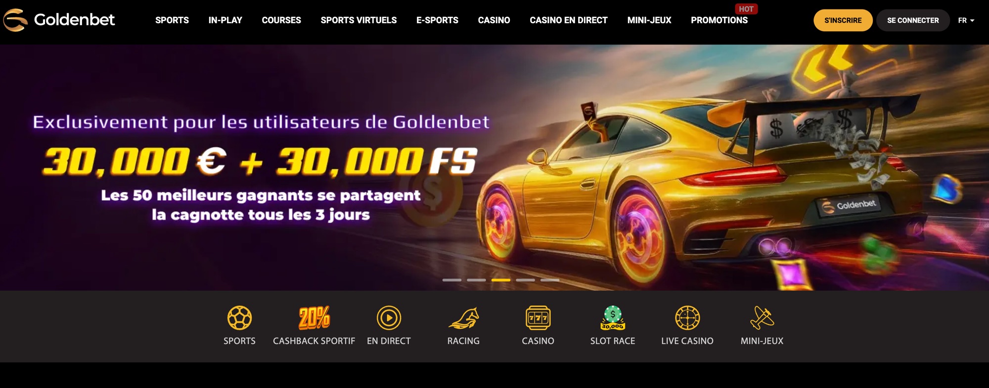 Aperçu de la plateforme Goldenbet